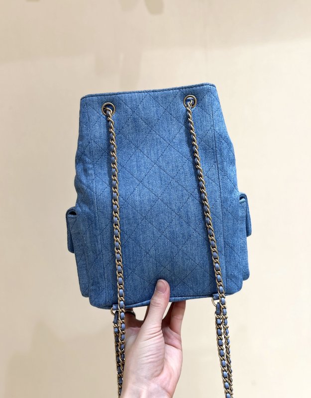 샤넬 데님 더블 포켓 백팩 001-224343