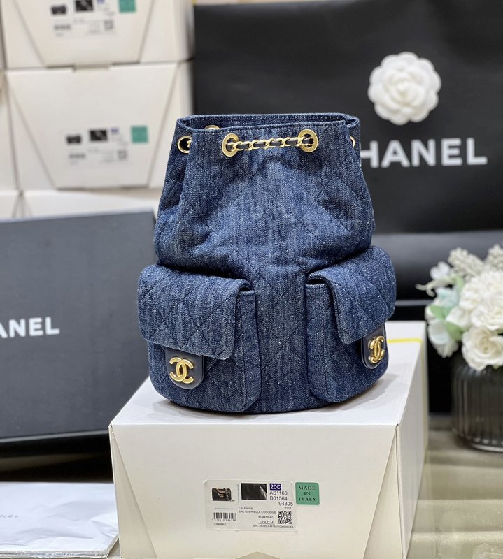 샤넬 더블 포켓 데님 백팩 001-224347