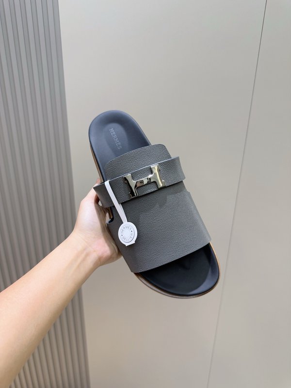 에르메스 H 버클 남성 가죽 슬리퍼 001-226242