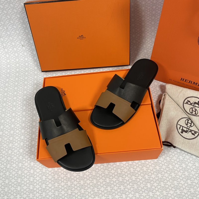 에르메스 H 버클 컬러블록 가죽 슬리퍼 001-226285