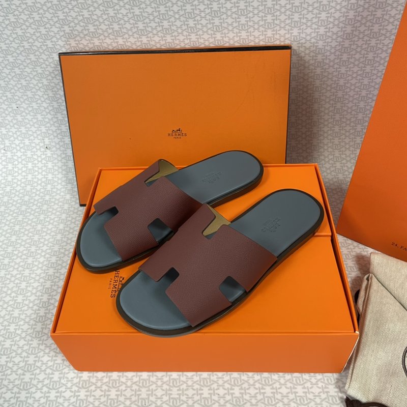 에르메스 H 로고 가죽 바닥 슬리퍼 001-226313