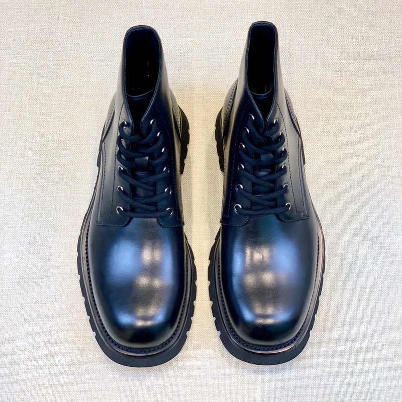 PRADA 클래식 라운드 토 남성 가죽 부츠 001-227567