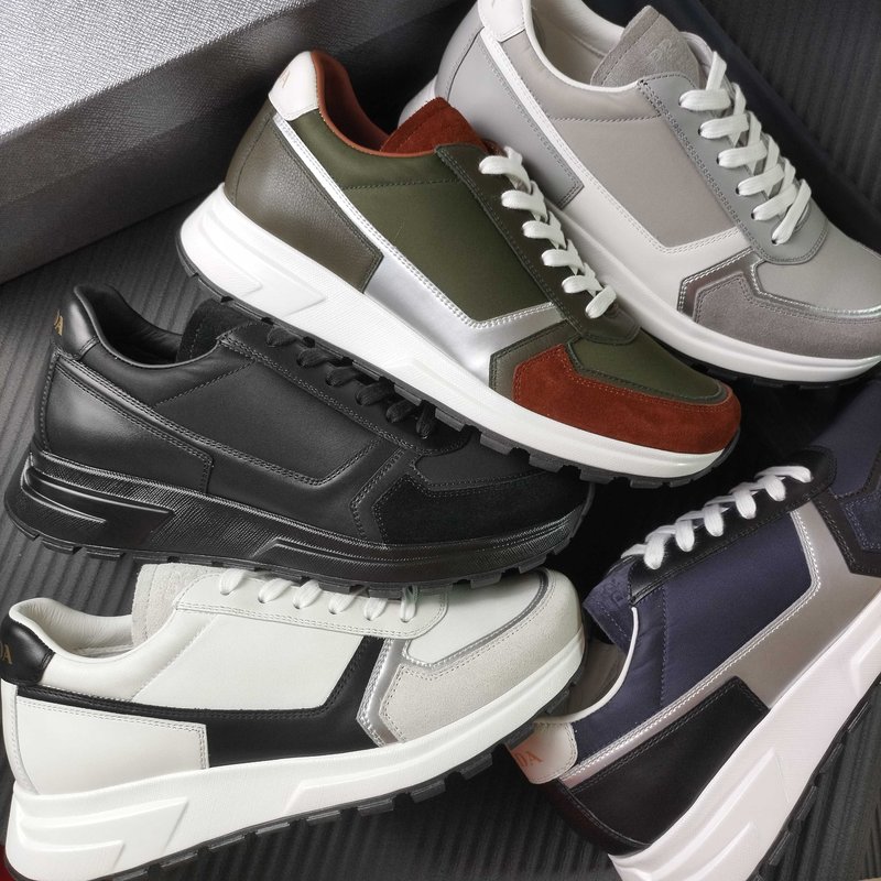 PRADA 프라다 그린 스팟 패브릭 캐주얼슈즈 001-227571