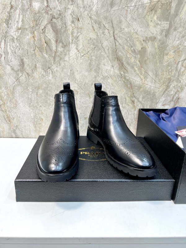 PRADA 남성용 첼시 부츠 소 가죽 보온 001-227582