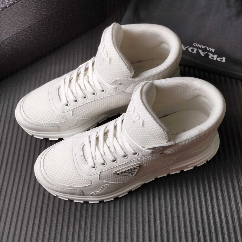PRADA 프라다 화이트 메쉬 하이탑 운동화 001-227691