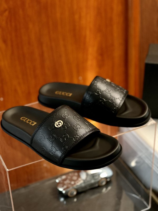 Gucci 구치 남성용 두꺼운 바닥 가죽 샌들 슬리퍼 001-227832