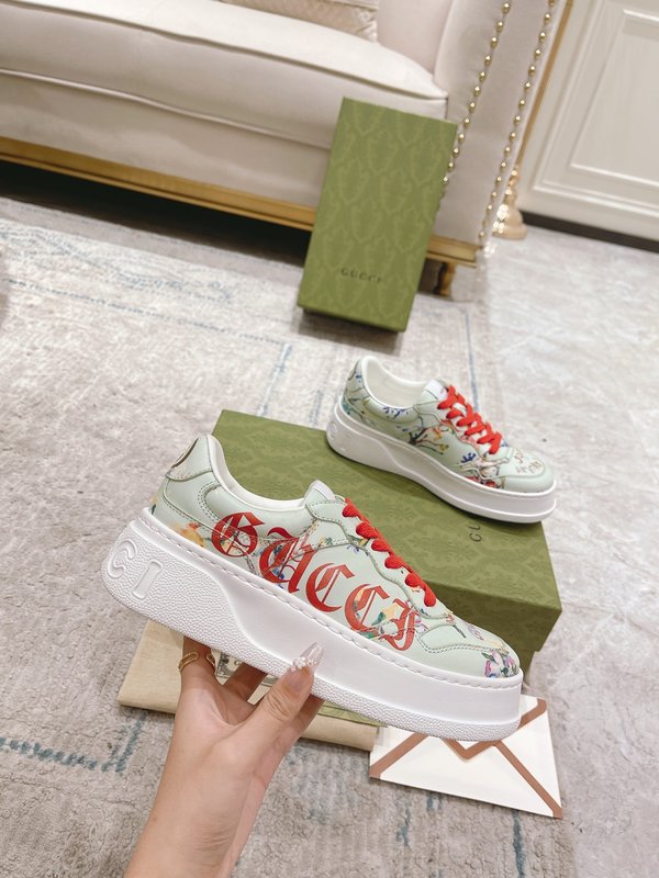 GUCCI 2022SS 커플 두꺼운 밑창 화이트 슈즈 001-227863