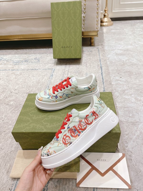 GUCCI 2022SS 커플 두꺼운 밑창 화이트 슈즈 001-227863
