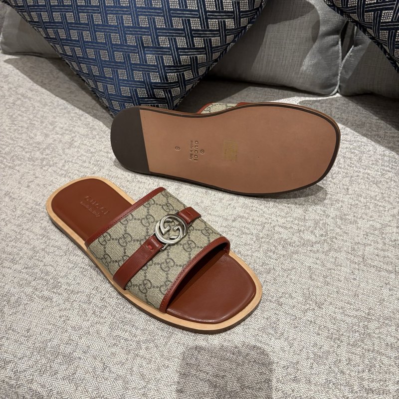 GUCCI 클래식 슬라이드 샌들 가죽 바닥 001-228167