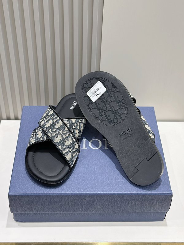 Dior Alias 남성 교차 스트랩 가죽 슬리퍼 001-228460