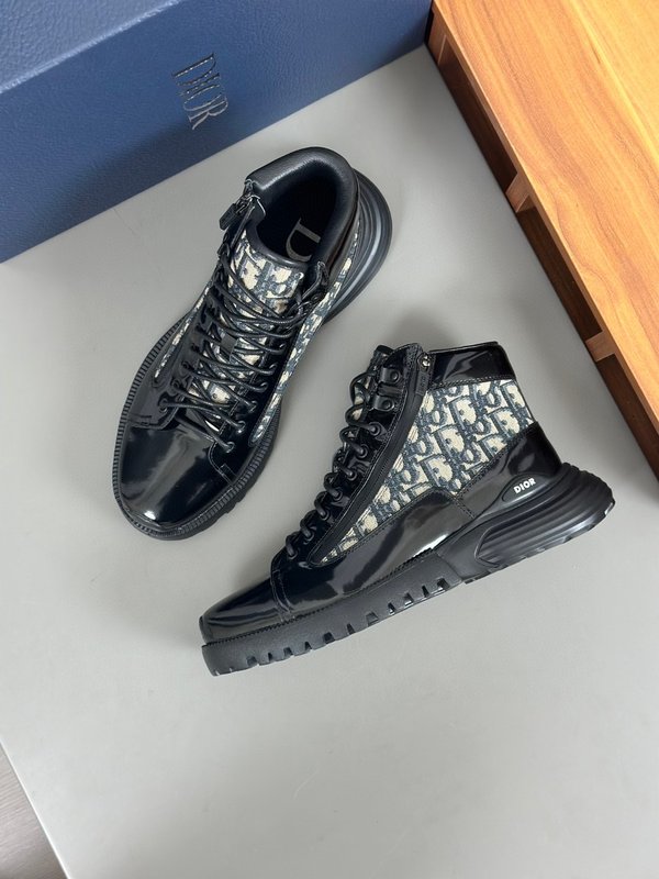 디올르 DIOR 하이탑 프린트 가죽 운동화 001-228482