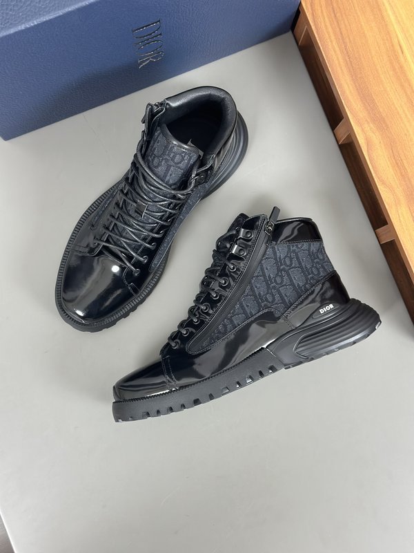 디올르 DIOR 하이탑 프린트 가죽 운동화 001-228482