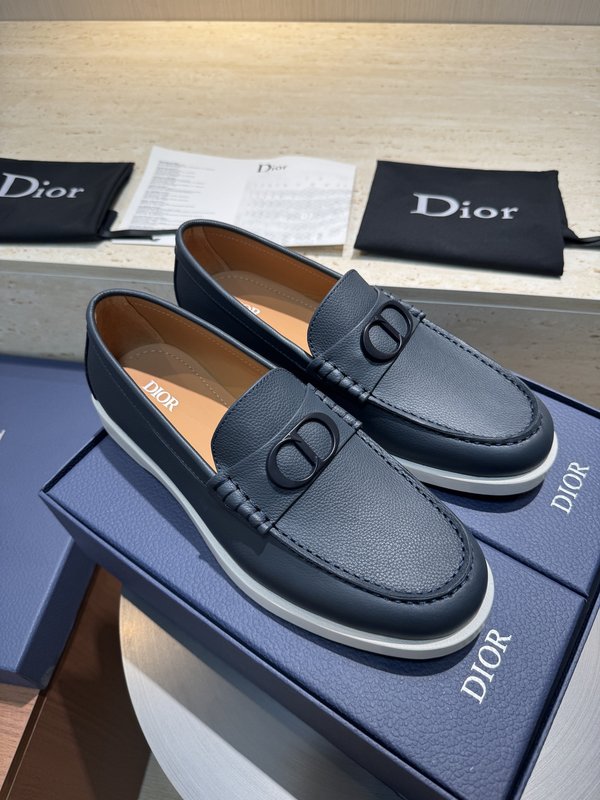 Dior Granville 남성 네이비 수ède 로퍼 001-228650