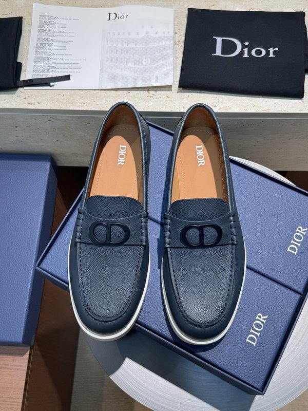 Dior Granville 남성 네이비 수ède 로퍼 001-228650