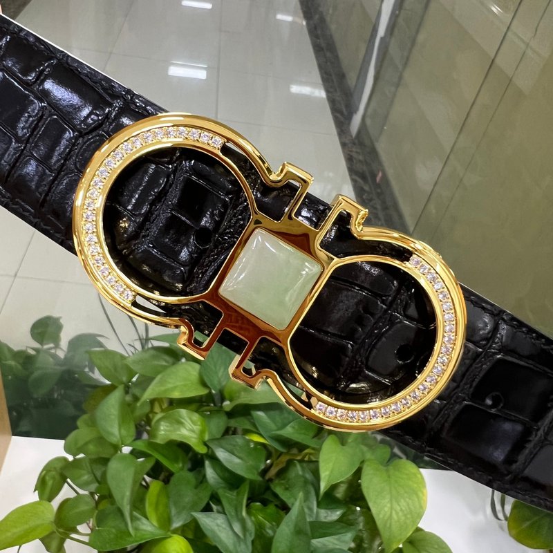 페라가모 4.0cm 스테인리스 보석 버클 벨트 001-229302