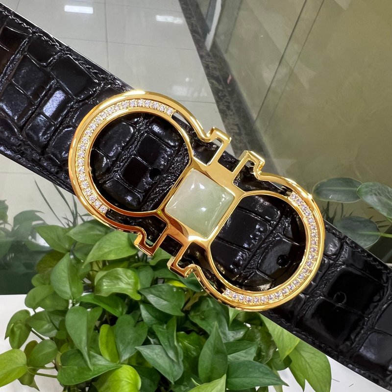 페라가모 4.0cm 스테인리스 보석 버클 벨트 001-229302