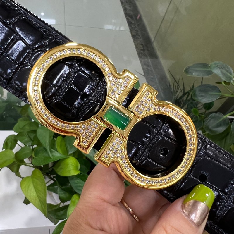 페라가모 4.0cm 스테인리스 보석 버클 벨트 001-229302