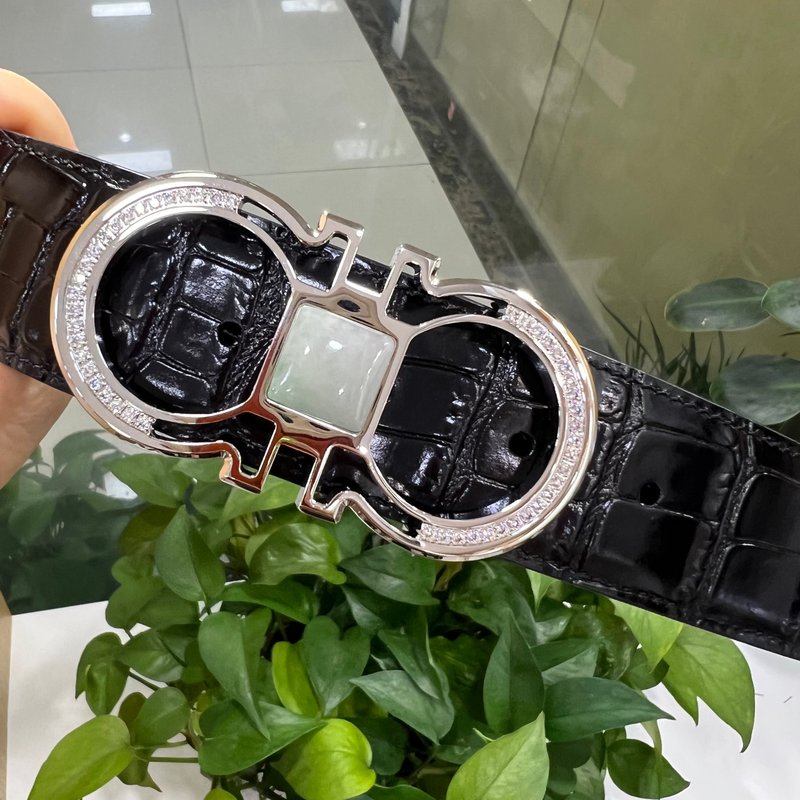 페라가모 4.0cm 스테인리스 보석 버클 벨트 001-229302