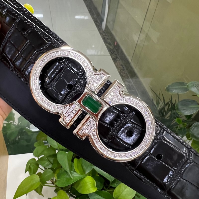 페라가모 4.0cm 스테인리스 보석 버클 벨트 001-229302