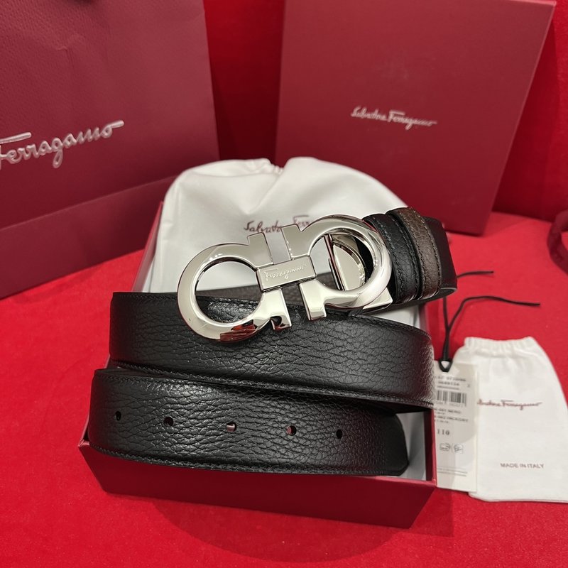페라가모 양면 리치 그레인 벨트 35mm 폭 001-229305
