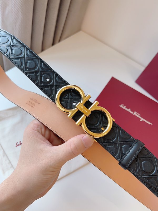 페라가모 Ferragamo 골드 버클 양면 벨트 001-229321