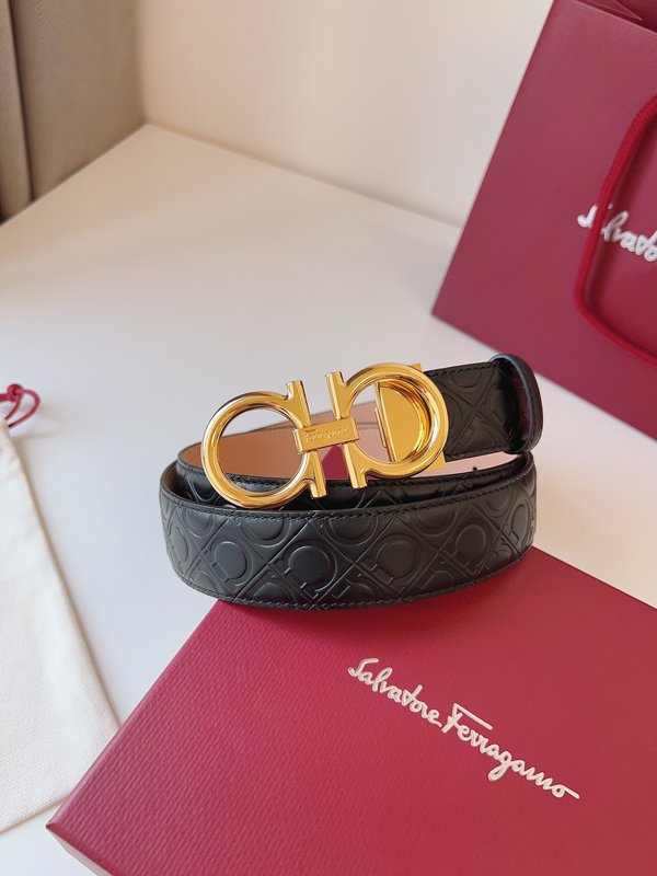 페라가모 Ferragamo 골드 버클 양면 벨트 001-229321