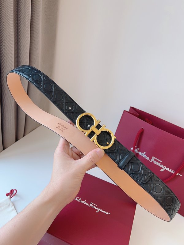 페라가모 Ferragamo 골드 버클 양면 벨트 001-229321