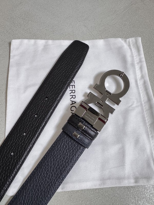 페라가모 남성 소 가죽 더블 버클 벨트 3.5cm 001-229425