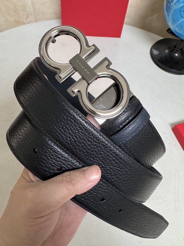 페라가모 남성 소 가죽 더블 버클 벨트 3.5cm 001-229425