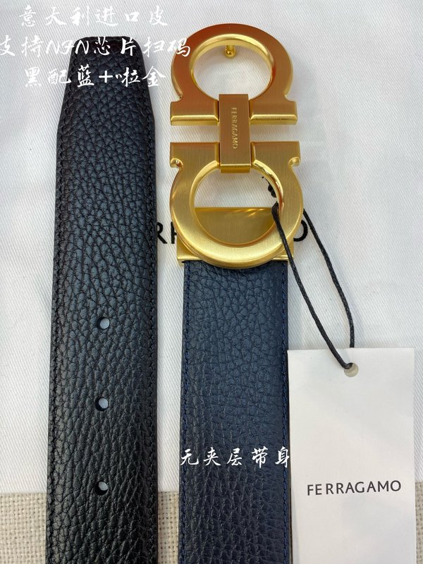 페라가모 골드 버클 블랙 벨트 3.5cm 폭 001-229436
