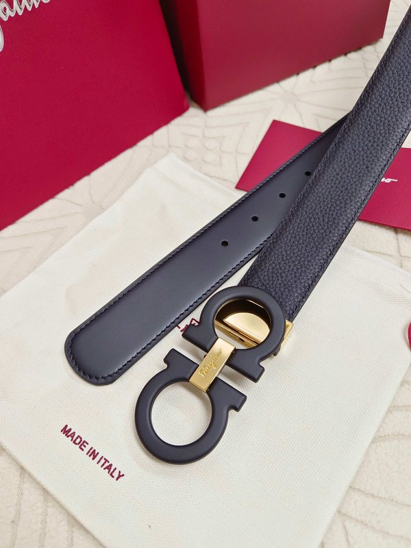 페라가모 남성 3.5cm 순동 클립 가죽 벨트 001-229505