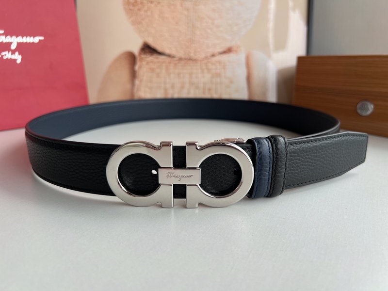 페라가모 남성 3.5cm 순동 버클 소 가죽 벨트 001-229509