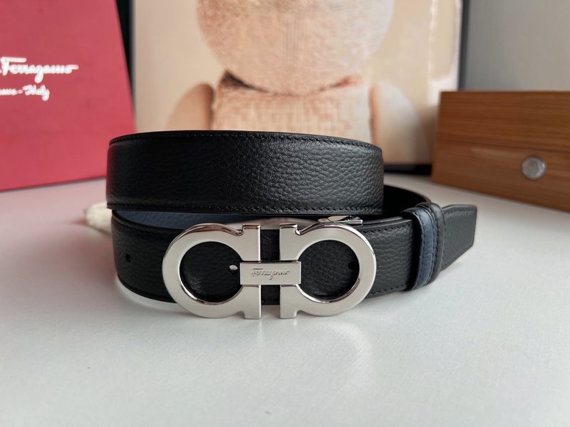 페라가모 남성 3.5cm 순동 버클 소 가죽 벨트 001-229509