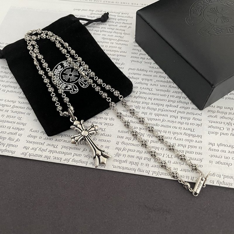크롬하츠 빈티지 크로스 볼 목걸이 유니섹스 001-229584