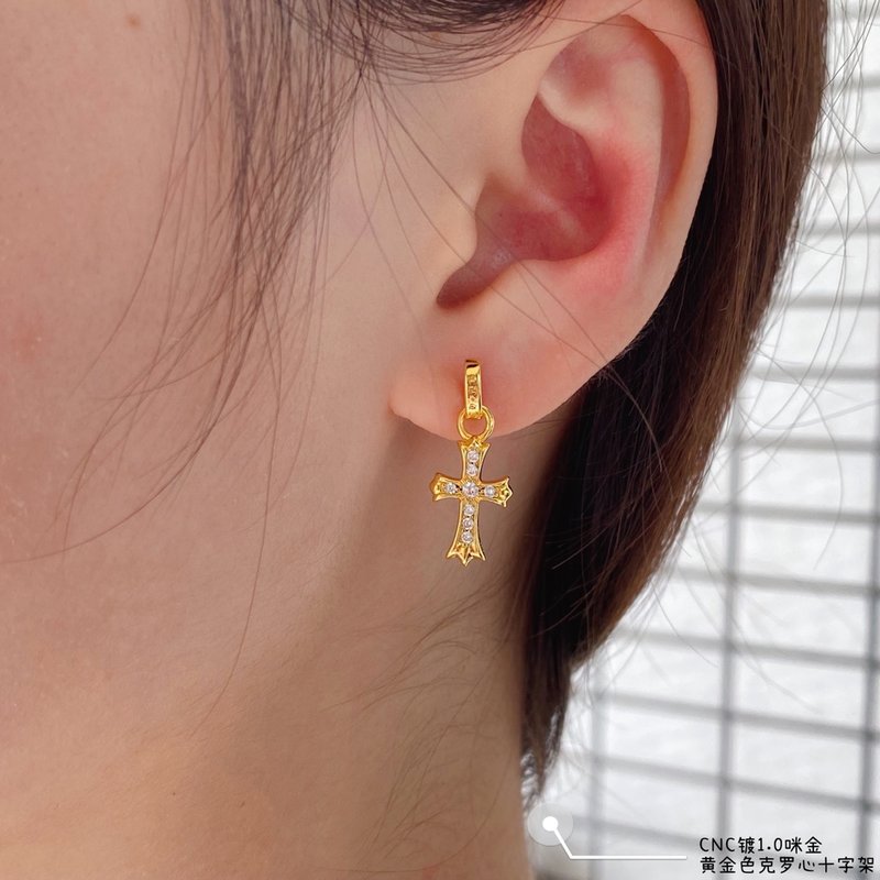 크롬하츠 골드 크로스 이어링 유니섹스 커플 001-229588