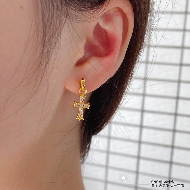 크롬하츠 골드 크로스 이어링 유니섹스 커플 001-229588