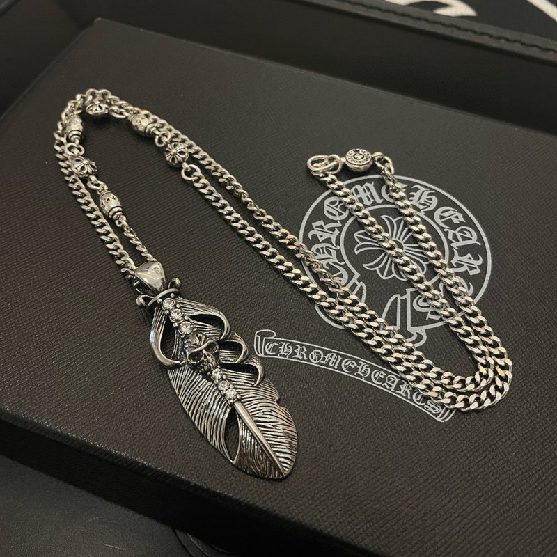 크롬하츠 빈티지 페더 다이아몬드 펜던트 목걸이 001-229648