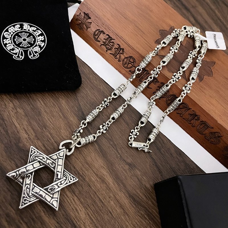 크롬하츠 빈티지 육각별 대나무 목걸이 001-229754