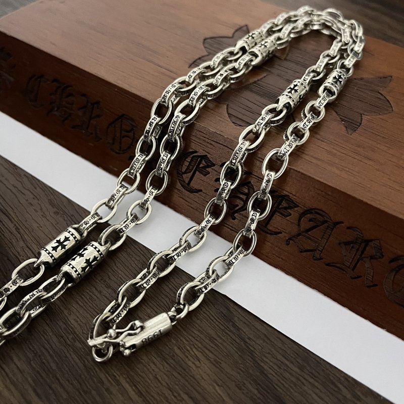 크롬하츠 빈티지 십자 대나무 알파벳 목걸이 001-229765