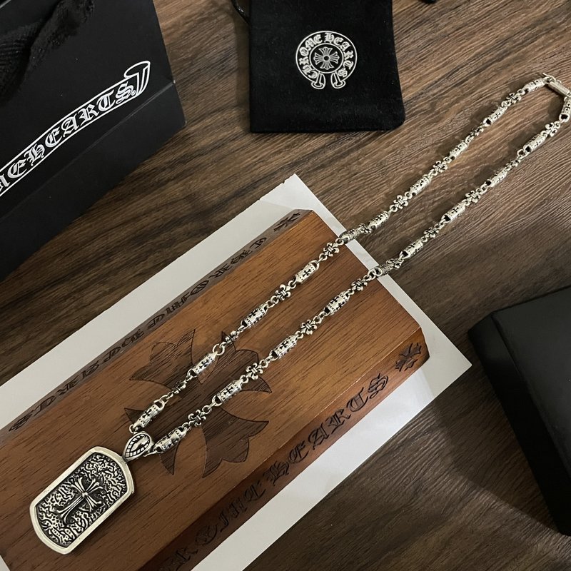 크롬하츠 빈티지 십자가 대나무 목걸이 001-229766
