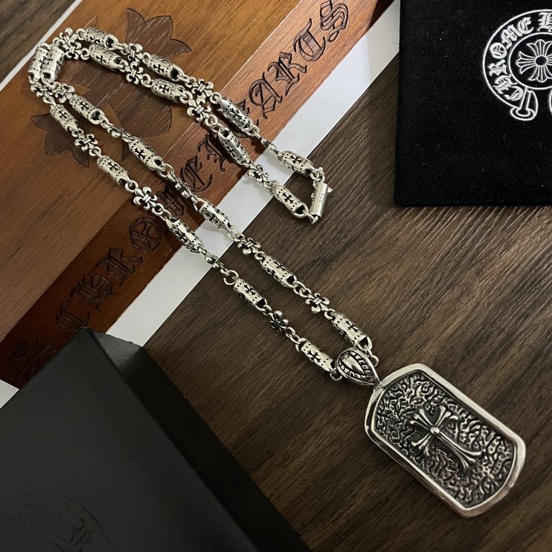 크롬하츠 빈티지 십자가 대나무 목걸이 001-229766