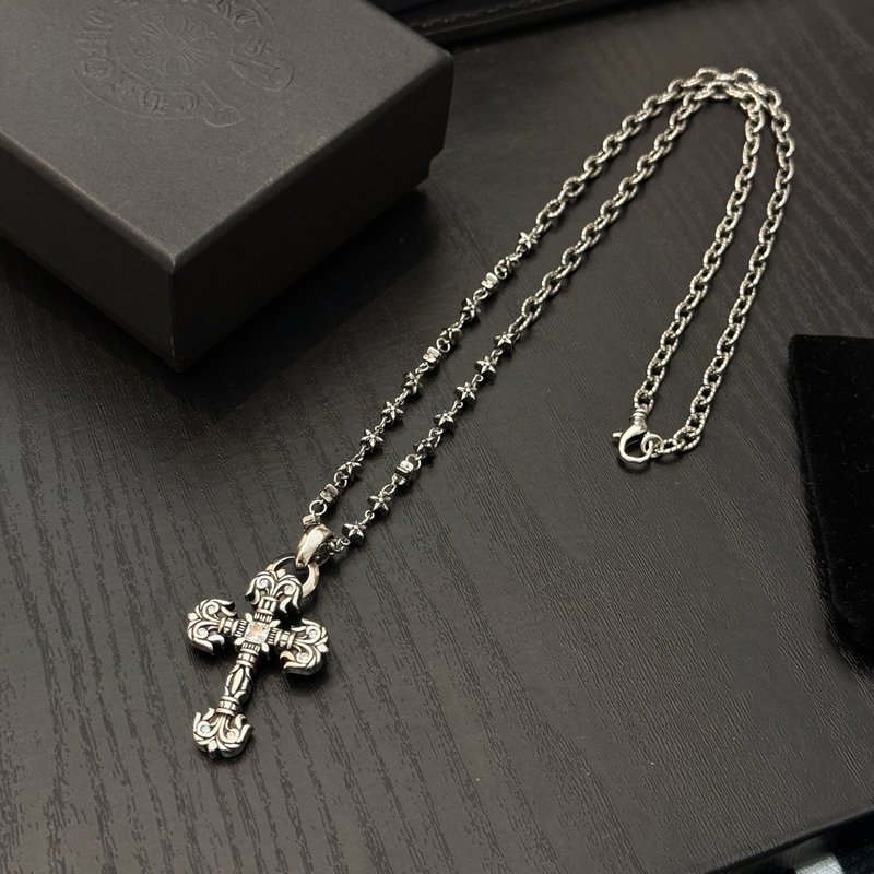 크롬하츠 빈티지 플레임 십자가 펜던트 목걸이 001-229842