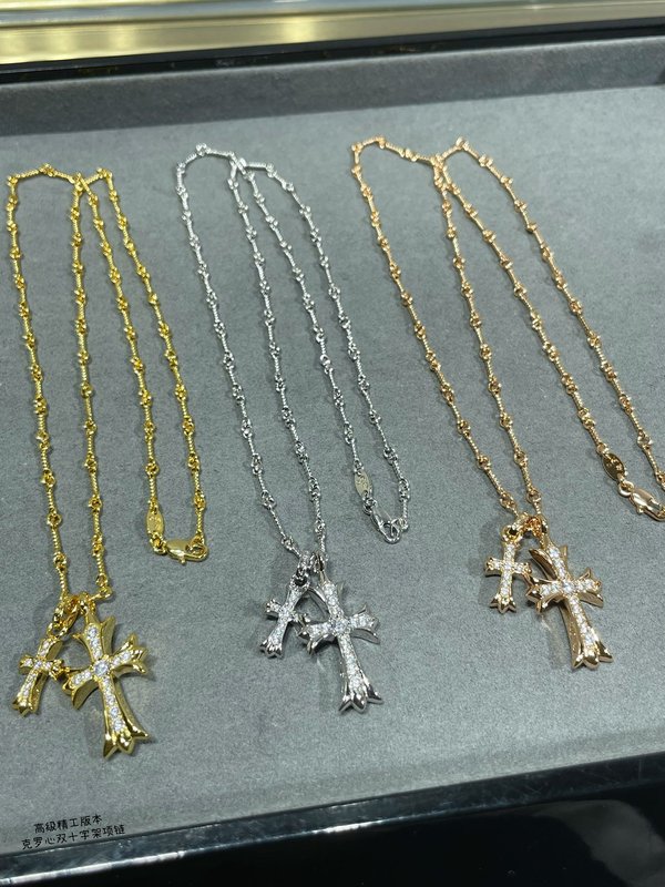 크롬하츠 더블 크로스 목걸이 유니섹스 001-229892