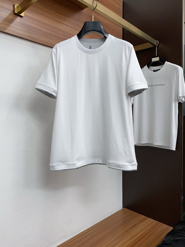 신장 면 라운드넥 반팔 티셔츠 001-230819