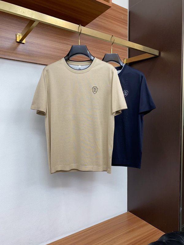 남성 라운드넥 반팔 티셔츠 실크 코튼 혼방 001-230826