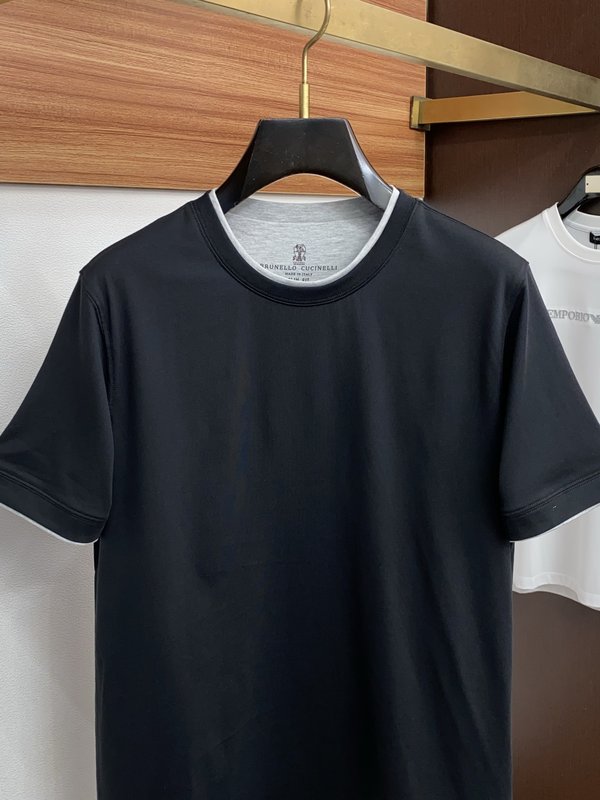 커스텀 신장 면 라운드넥 반팔 티셔츠 001-230829