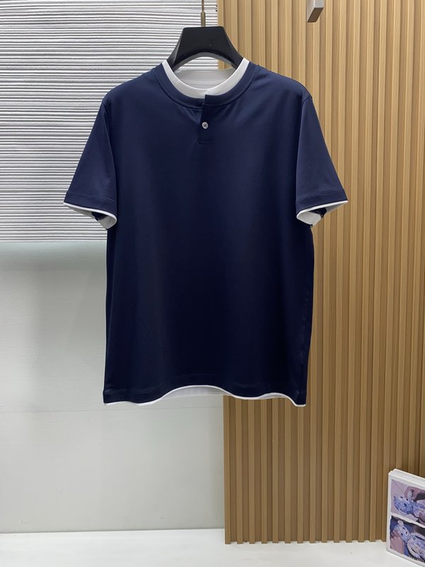 이른 봄 라운드넥 반팔 티셔츠 실크 코튼 심플 캐주얼 001-230874