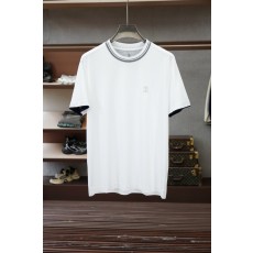 브루넬로 쿠치넬리 남성 자수 가짜 두 조각 라운드 티셔 001-230891