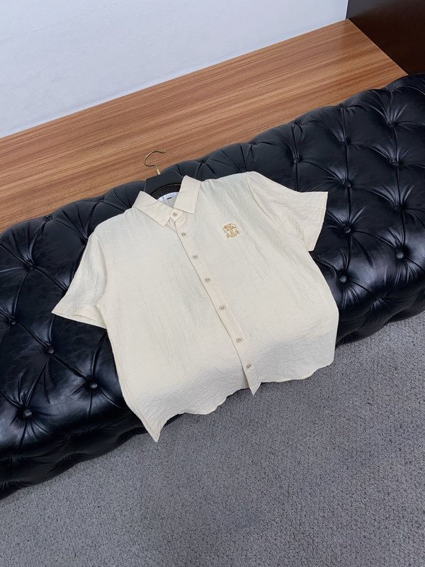 실크 리넨 혼방 비즈니스 반팔 셔츠 001-230915