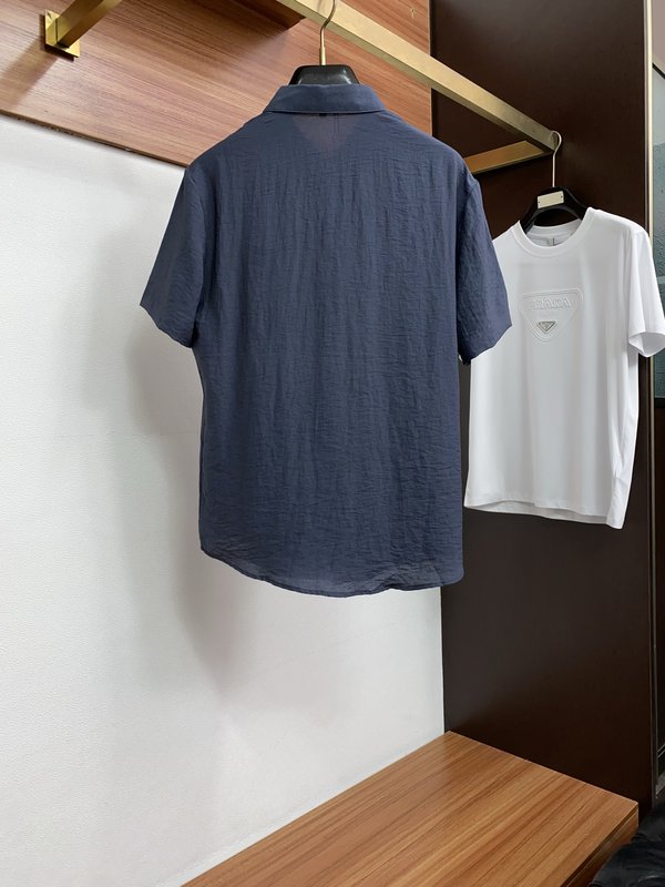 실크 리넨 혼방 비즈니스 반팔 셔츠 001-230916